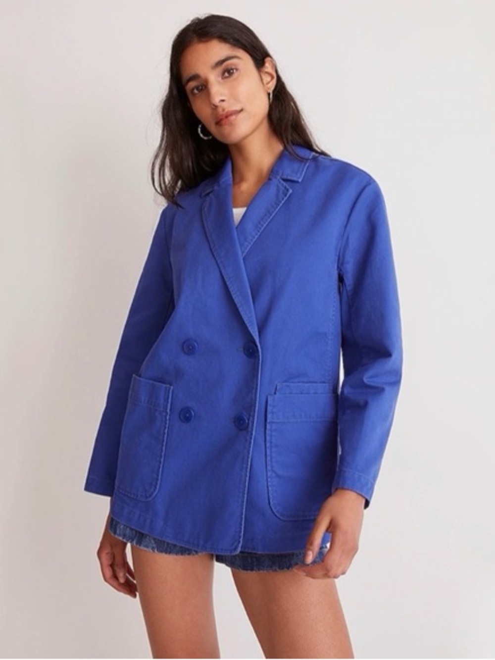 Madewell Cotton Double-Breasted French Chore Coat Jacket